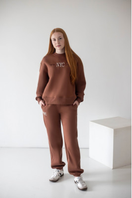 Жіночий теплий костюм oversize із триниткового футера з начосом
